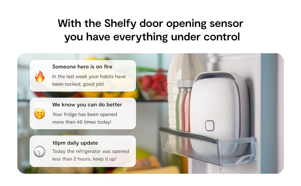banner of Shelfy explaining a fridge door sensor